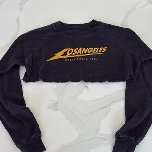 Pacific Sunwear Black and Yellow Crop Sweatshirt